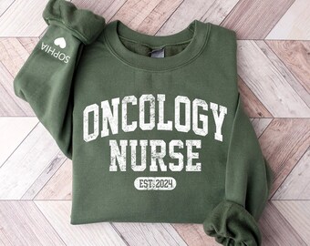 Personalized Oncology Nurse Sweatshirt, Custom Oncology Nurse Sweatshirt, Nurse Appreciation, Long Sleeve, Nurse Sweater, OCN Sweatshirt