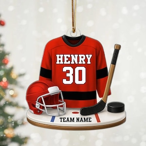 Hockey Kit Jersey 3D Effect - Personalized Acrylic Ornament - Christmas Gift For Son, Grandson, Boyfriend