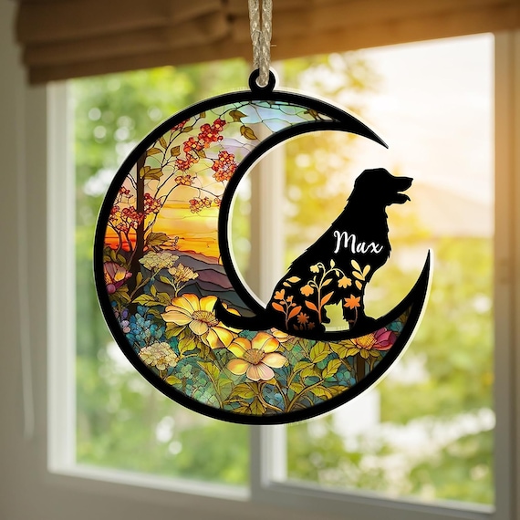 Personalized Dog Loss Suncatcher Ornament, Loss of Pet Sympathy Gift Ornament with Dog Breed, Custom Suncatcher Hang for Pet Christmas Tree