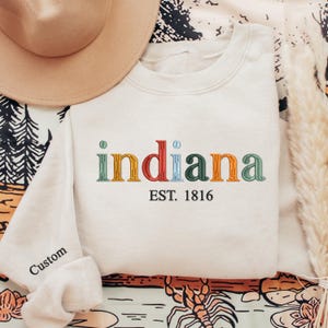 Indiana Embroidered Sweatshirt, Indiana crewneck, Indiana embroidery, States and cities shirts, Indiana sweatshirt, New orleans crew