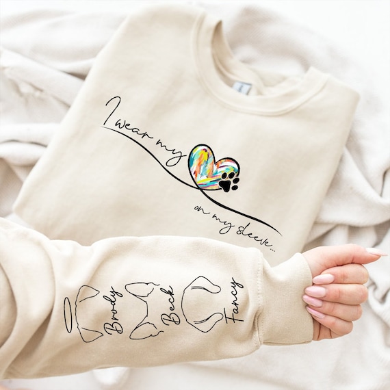 I Wear My Heart on My Sleeve Custom Dog Mom Sweater Dog Mom Sweater dog Mama Sweatshirt Dog Mom Crewneck Dog Owner Gifts Christmas Gifts Etsy Israel