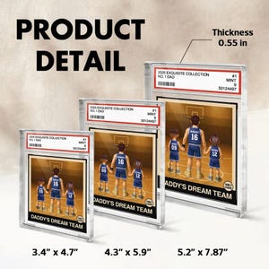 May include: Three framed illustrations of a basketball team with the text "Daddy's Dream Team" and "2025 Exquisite Collection No. 1 Dad" on the frames. The frames are different sizes, 3.4 inches by 4.7 inches, 4.3 inches by 5.9 inches, and 5.2 inches by 7.87 inches.