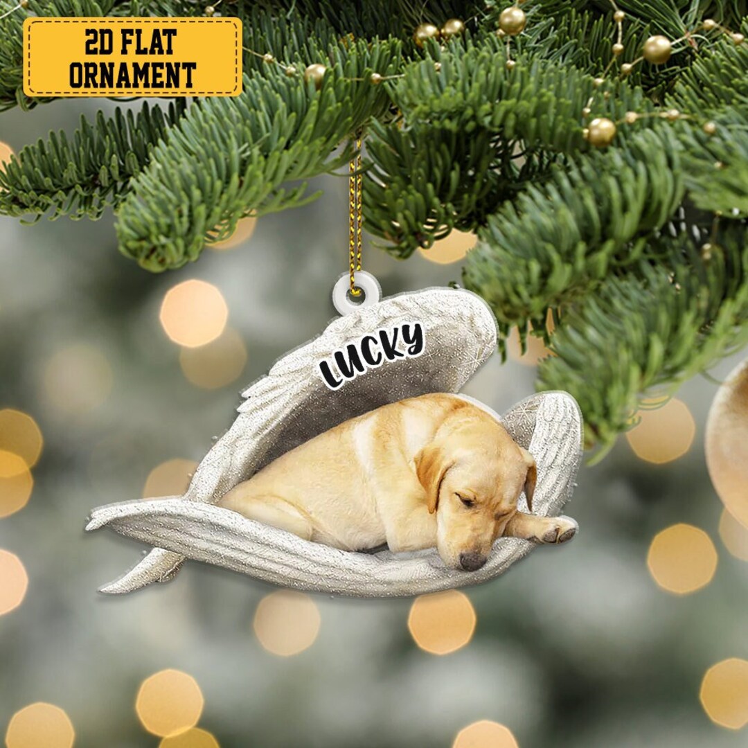 Custom Name Yellow Labrador Sleeping Angel Christmas Flat Acrylic Dog