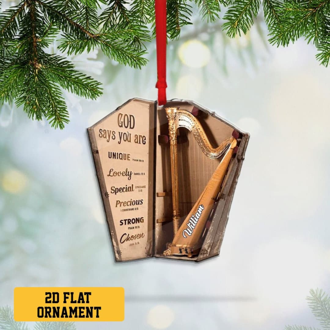 Personalized Harp Musical Instrument With Bag God Says You Are Ornament