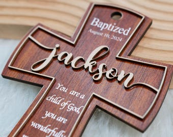 Custom Baptism Gift, Baptism Cross Dedication gift, Christening gift, Wood cross, Easter gift, Wooden cross, Personalized Cross Baby