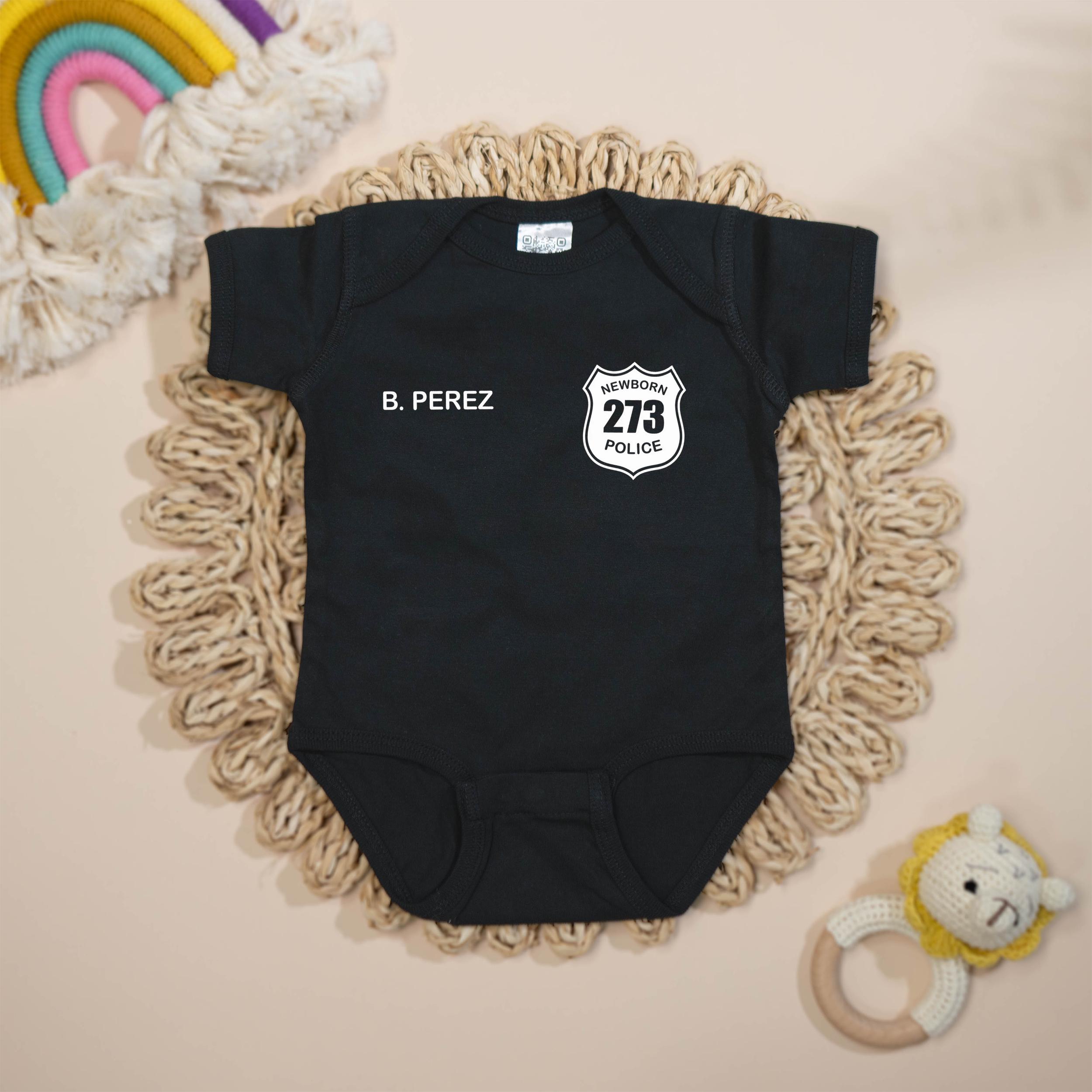 Personalized Baby Police Bodysuit With Name, Birth Announcement Police, Custom Baby Police With Number, Cute Police Officer Outfit for Baby