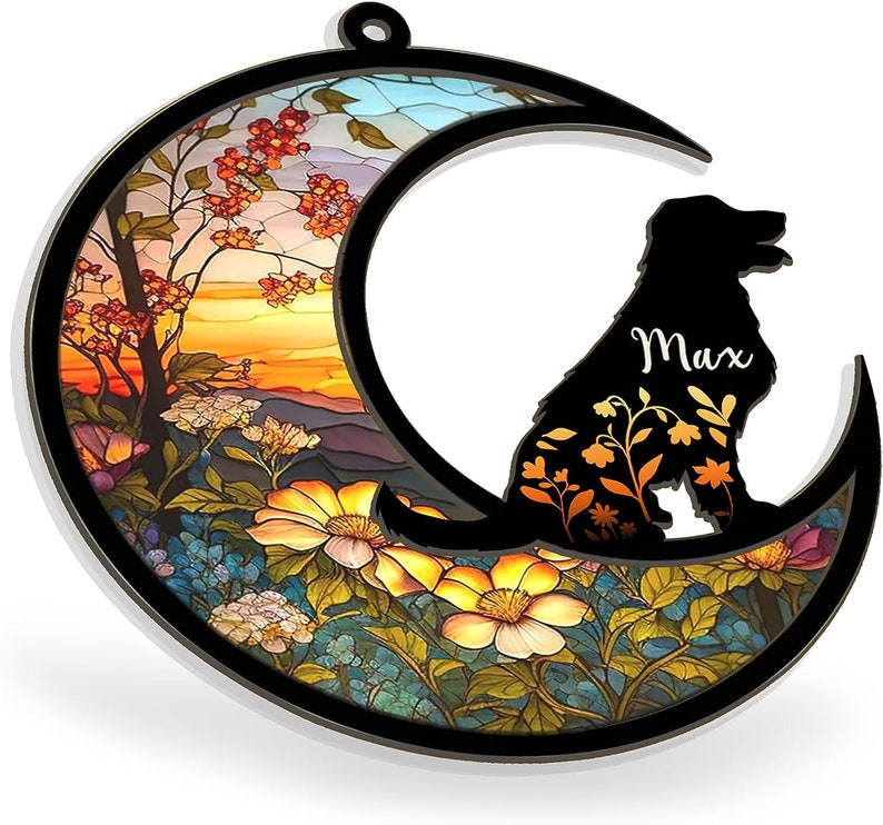 Personalized Dog Loss Suncatcher Ornament, Loss of Pet Sympathy Gift Ornament with Dog Breed, Custom Suncatcher Hang for Pet Christmas Tree image 4