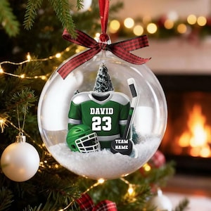 Hockey Kit Snow Globe Ornament - Personalized Ball Ornament - Christmas Gift For Son, Grandson, Boyfriend, Hockey Lovers Gift