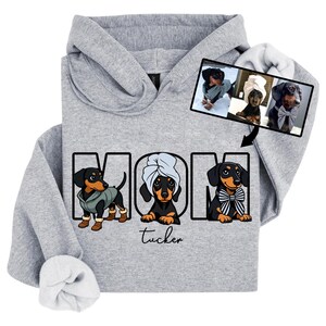 Personalized Dog Mom Sweatshirt – Custom Cartoon Dog Portrait Sweater, Sausage Dog Lover Gifts, Dog Mom/ Cat Mom, Chirstmas Gifts
