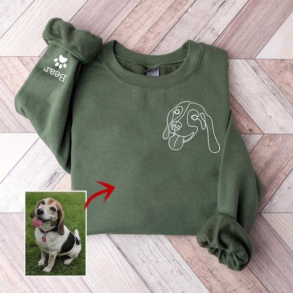 Custom Pet Embroidered Sweatshirt,Custom Pet Gifts,Personalized Dog Sweatshirt,Embroidered Hoodie,Pet Portrait,Birthday Gifts,Pet Gifts