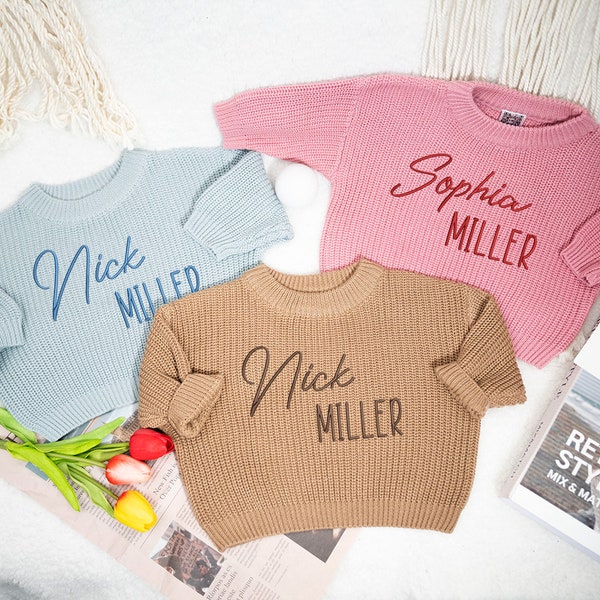 Custom Name Baby Sweater,Personalized First + Middle Baby Name Sweater,Cute Baby Sweater With Name,Baby Shower,Newborn Gift,First outfit