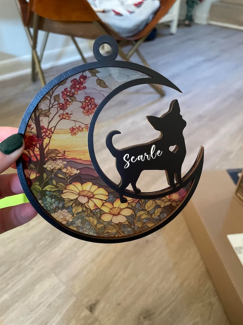 Personalized Dog Loss Suncatcher Ornament, Loss of Pet Sympathy Gift Ornament with Dog Breed, Custom Suncatcher Hang for Pet Christmas Tree image 8