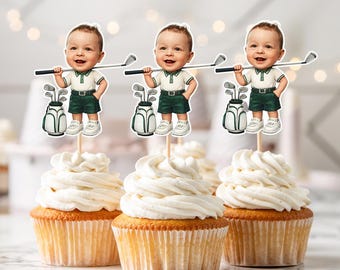 Custom Golfer Cupcake Topper Photo, Golf Cupcake Topper Hole in One Cupcake Topper Personalized Cupcake Topper, Custom Photo Birthday Gifts