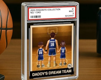 Basketball No. 1 Dad Personalized Trading Card Acrylic Block Plaque, Custom Father's Day Gift from Kid, Sport Dad Keepsake, Dad & KidS Decor