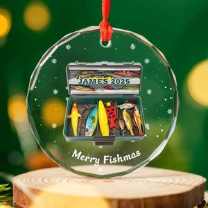 Personalized Fishing Tackle Box Ornament, Custom Fisher Ornament, Fisherman Ornament, Fishing Christmas Ornament, Gift For Fishing Lover