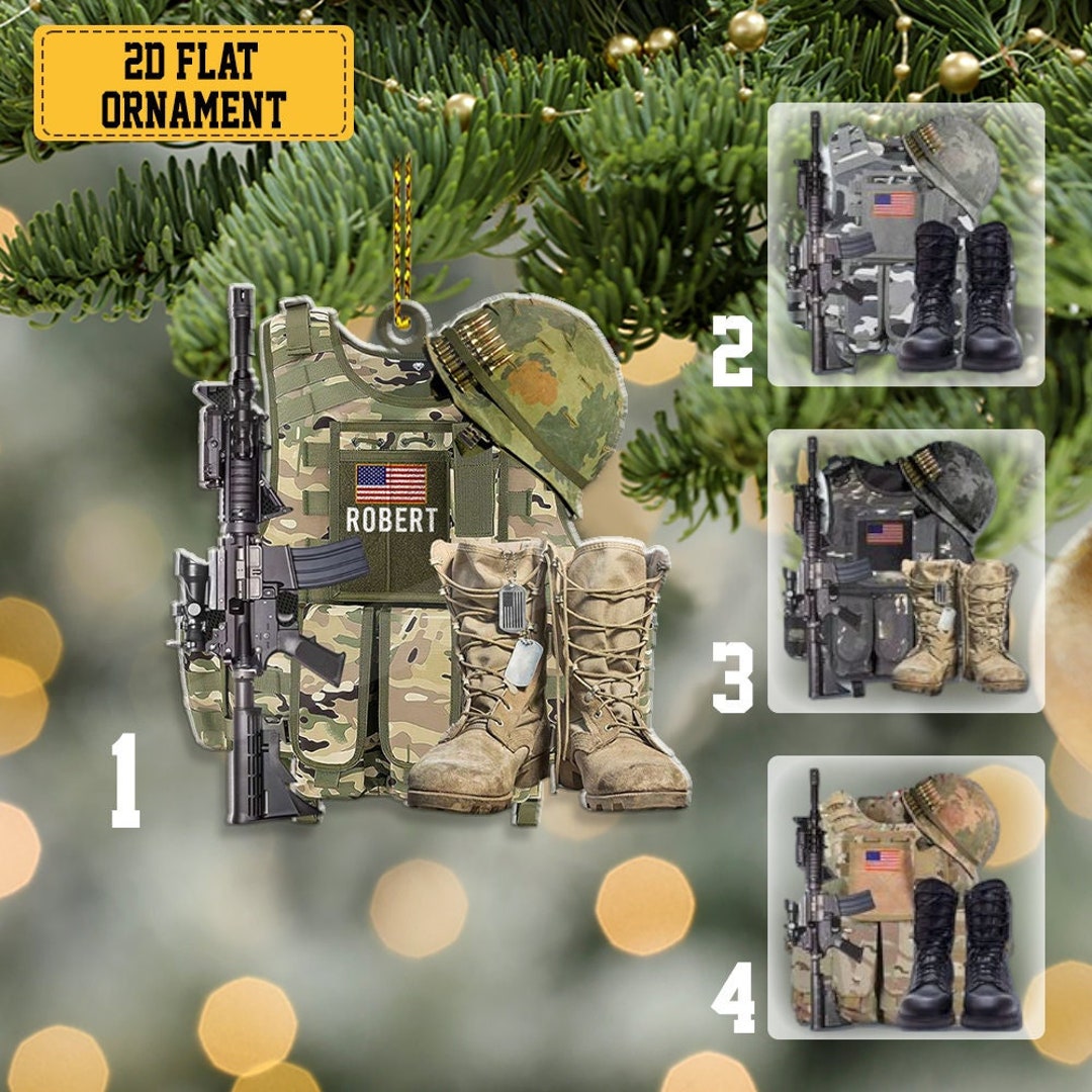 Personalized Military Uniform Boots Hat Ornament 2023 Etsy