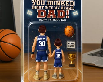 You Dunked Right Into My Heart Dad, Basketball Custom Figure Personalized Acrylic Block Plaque, Father's Day Gift for Dad, Gift for Husband