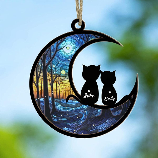 Personalized Cat Loss Suncatcher, Cat Memorial Ornament, Cat Memorial Gifts for Loss of Cat, Cat Memorial Christmas Keepsake Ornament