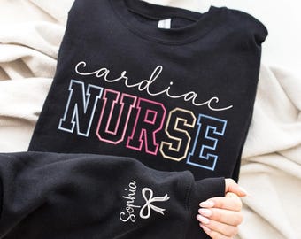 Custom Cardiac Nurse Sweatshirt, Embroidered Cardiology Nurse Shirt, Appreciation Gift, Gift for Grad, Heart Anatomy Sweater, Nursing Gifts
