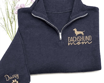 Embroidered Dachshund Mama Sweatshirt Custom Dog Mom Sweatshirt Crewneck Doxie Lover Gift Dog Name Dog Parent Sweater Dachshund Mama Gifts