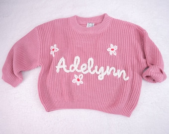 Personalized Name Baby Sweater, Hand Embroidered Baby Name Sweater, Unique Baby Sweater, Cute Newborn Gift, Birthday Gift For Baby Girl Boy