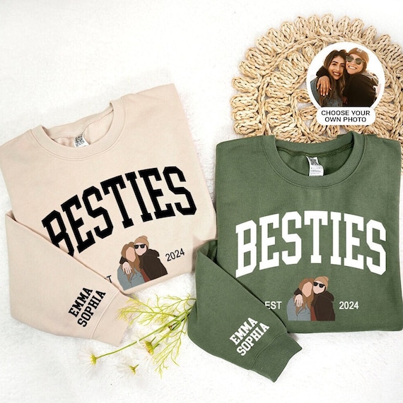 Custom Best Friend Sweatshirts Custom Sweatshirts With Picture Personalized Portrait Sweatshirt Best Friend Hoodie Best Friend Gift Ideas Etsy