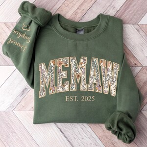 Custom Embroidered Grandma Sweatshirt With Kids Name On Sleeve, Grandma Gifts, Mimi Gigi Nana Nanny Mamaw Auntie Gift 1