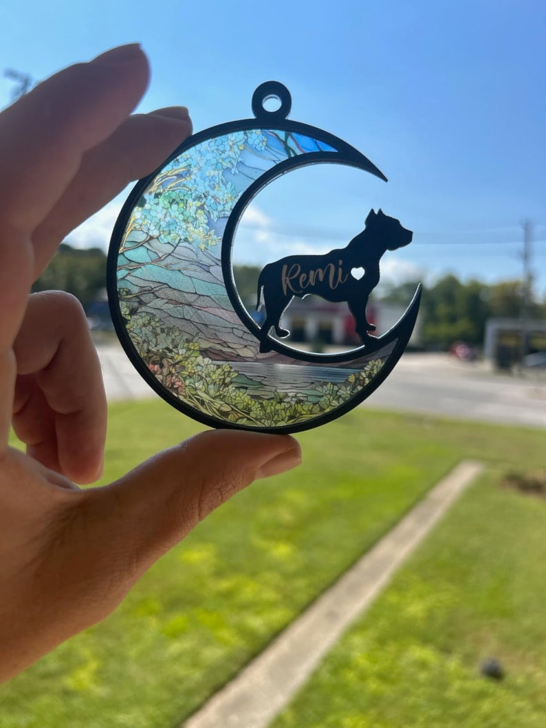 Personalized Dog Loss Suncatcher Ornament, Loss of Pet Sympathy Gift Ornament with Dog Breed, Custom Suncatcher Hang for Pet Christmas Tree image 9