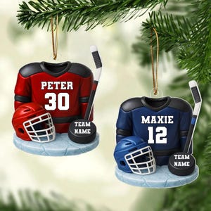 Personalized Hockey Christmas Ornament, Sport Ornament, Ice Hockey Ornament, Hockey Player Gift, Hockey Fan Gift, Team Christmas Gifts