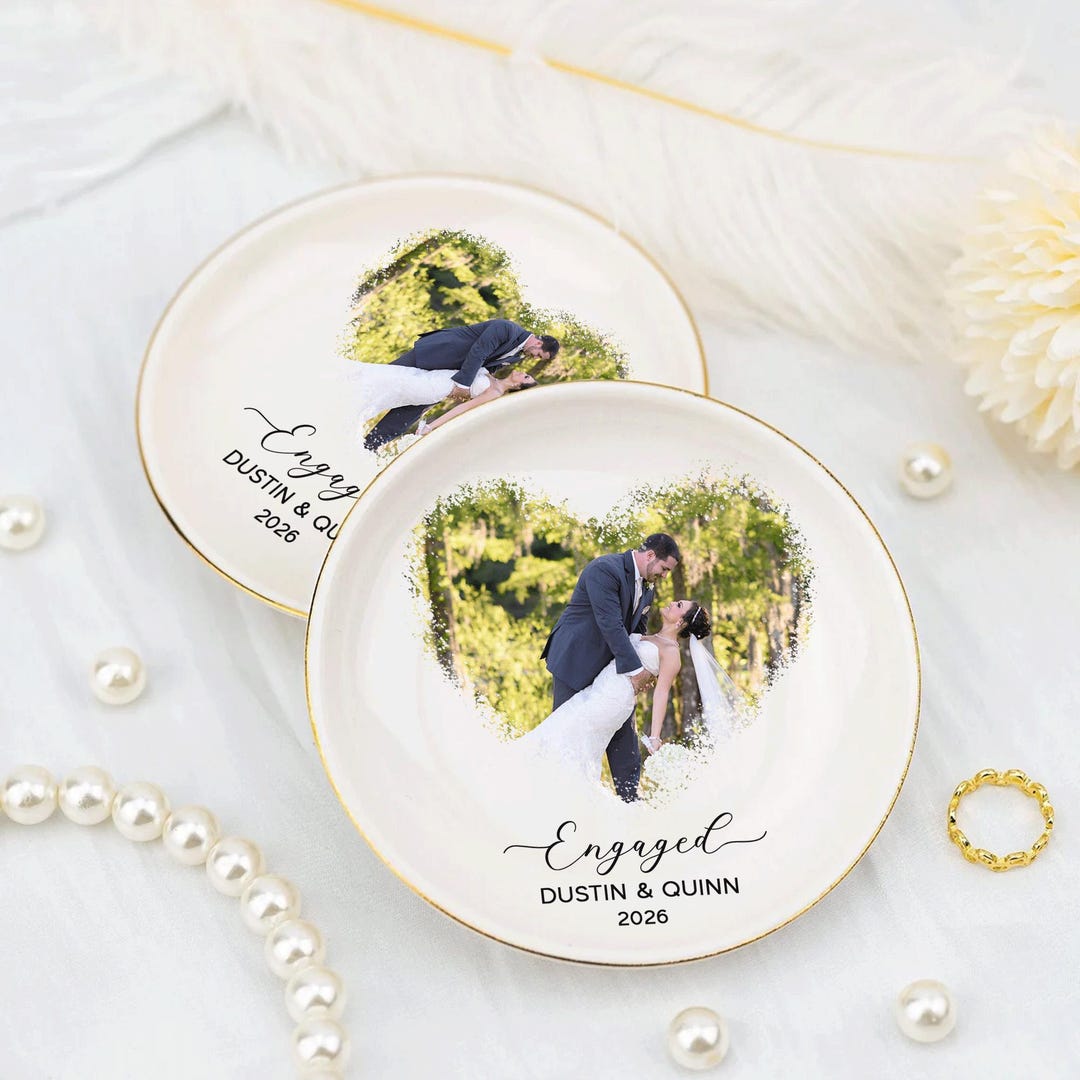 Customized Engagement Ring Dish, Custom Photo Wedding Date Trinket ...