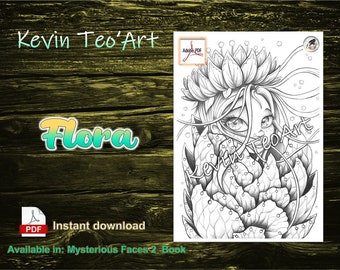 Flora / Kevin TeoArt / Page de coloriage / Grayscale Illustration / Coloring Page / Download Printable File (PDF)