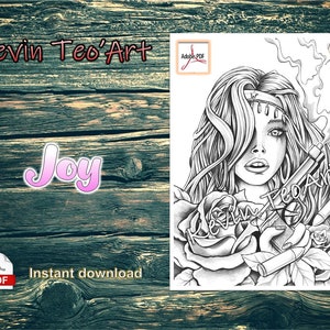 Joy / Kevin TeoArt / Coloring Page / Grayscale Illustration / Coloring Page / Download Printable File (PDF)