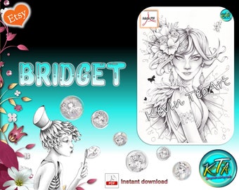 Bridget / Kevin TeoArt / Page de coloriage / Grayscale Illustration