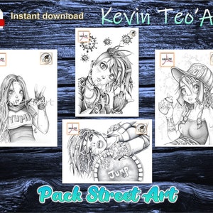 Street Art Pack / Kevin TeoArt / Coloring page / Grayscale Illustration / Coloring Page / Download Printable File (PDF)