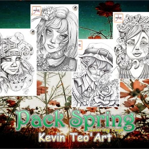 Pack Spring / Kevin TeoArt / Coloring Page / Grayscale Illustration / Coloring Page / Download Printable File (PDF)