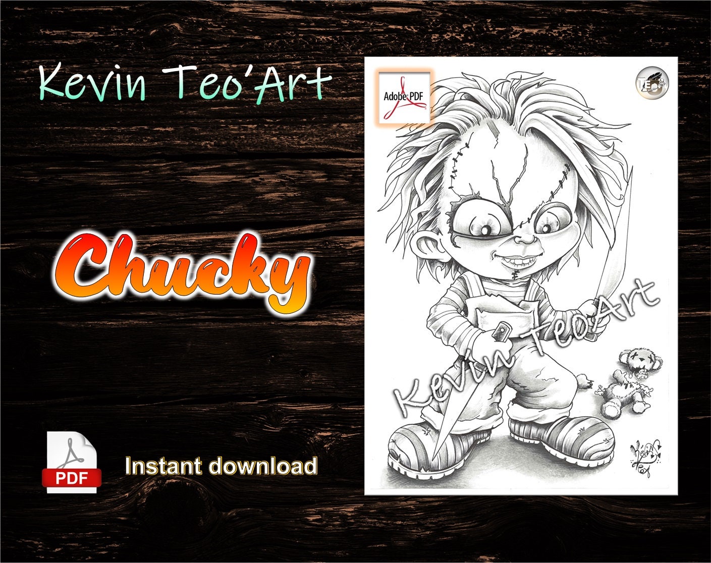 Chucky Child's Play Ink by SWAVE18 on deviantART  Skull coloring pages,  Unicorn coloring pages, Halloween coloring