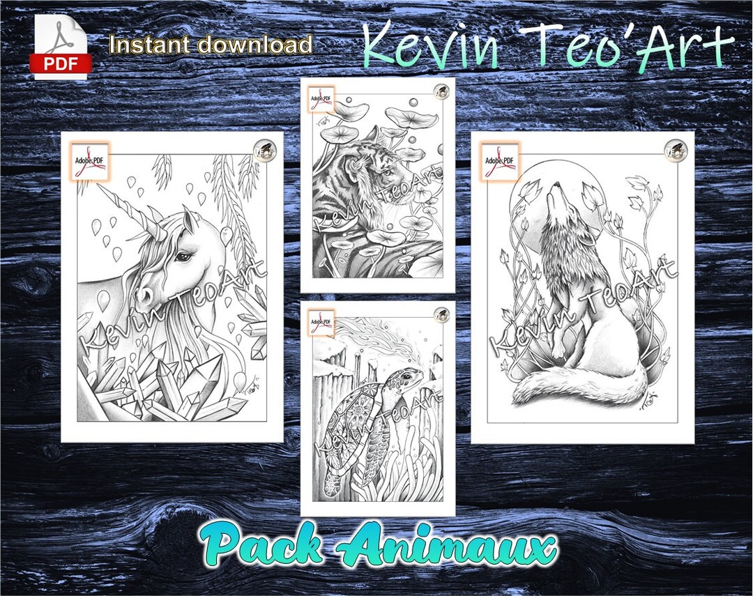 Pack Animals / Kevin Teoart / Coloring Page / Grayscale Illustration ...