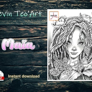 Maïa / Kevin TeoArt / Coloring Page / Grayscale Illustration /