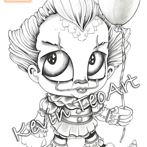 Pack Creepy Kawaii / Kevin TeoArt / Page de coloriage / Grayscale Illustration image 9