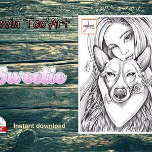 Sweetie - Summer Holidays / Kevin TeoArt / Coloring Page / Grayscale Illustration /