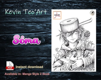 Sôma / Kevin TeoArt / Page de coloriage / Grayscale Illustration / Coloring Page / Download Printable File (PDF)