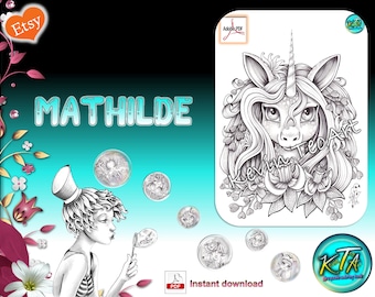Mathilde / Kevin TeoArt / Page de coloriage / Grayscale Illustration
