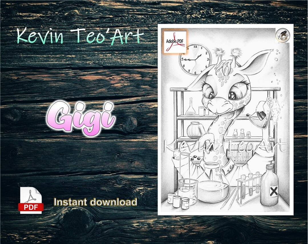 Gigi / Kevin Teoart / Coloring Page / Grayscale Illustration / Coloring
