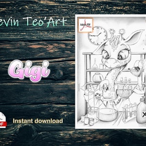 Gigi / Kevin TeoArt / Coloring Page / Grayscale Illustration / Coloring Page / Download Printable File (PDF)