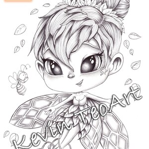 Pack Princesses Kawaii 2 / Kevin TeoArt / Page de coloriage / Grayscale Illustration image 5