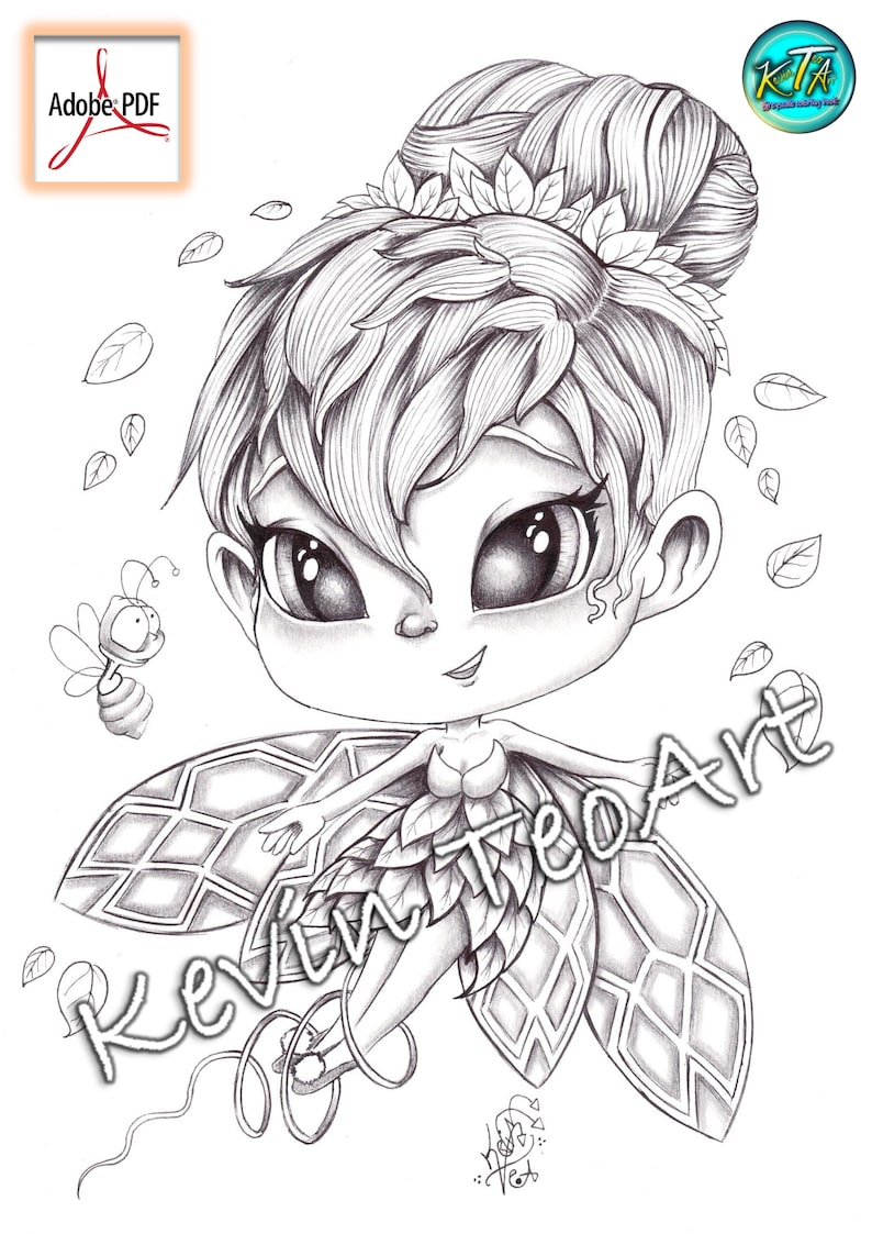 Pack Princesses Kawaii 2 / Kevin TeoArt / Page de coloriage / Grayscale Illustration imagem 5