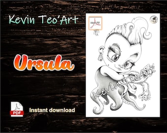 Ursula / Kevin TeoArt / Page de coloriage / Grayscale Illustration