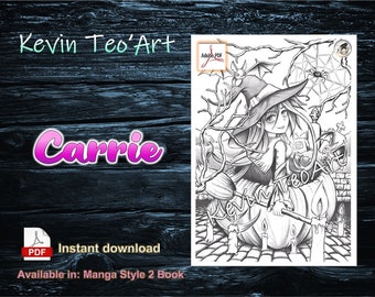 Carrie / Kevin TeoArt / Page de coloriage / Grayscale Illustration / Coloring Page / Download Printable File (PDF)