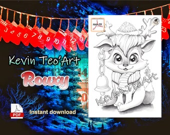 Rouxy / Kevin TeoArt / Coloring page / Grayscale Illustration