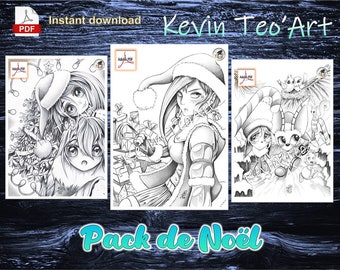 Christmas Pack / Kevin TeoArt / Coloring Page / Grayscale Illustration / Coloring Page / Download Printable File (PDF)